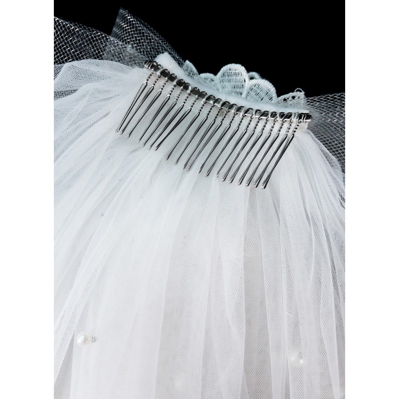 Flower Girl Tulle/Imitation Pearls/Lace Veils With Imitation Pearls/Applique