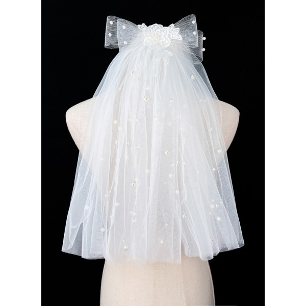 Flower Girl Tulle/Imitation Pearls/Lace Veils With Imitation Pearls/Applique