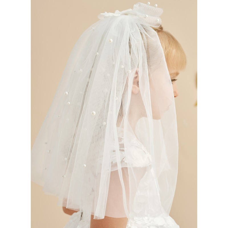 Flower Girl Tulle/Imitation Pearls/Lace Veils With Imitation Pearls/Applique