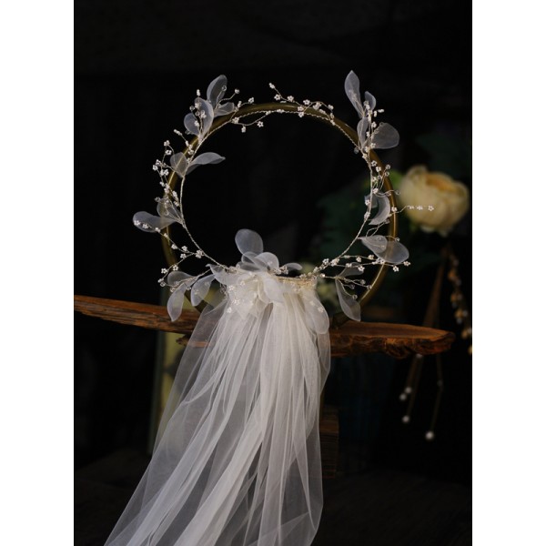 One-tier Cut Edge Elbow Bridal Veils With Lace