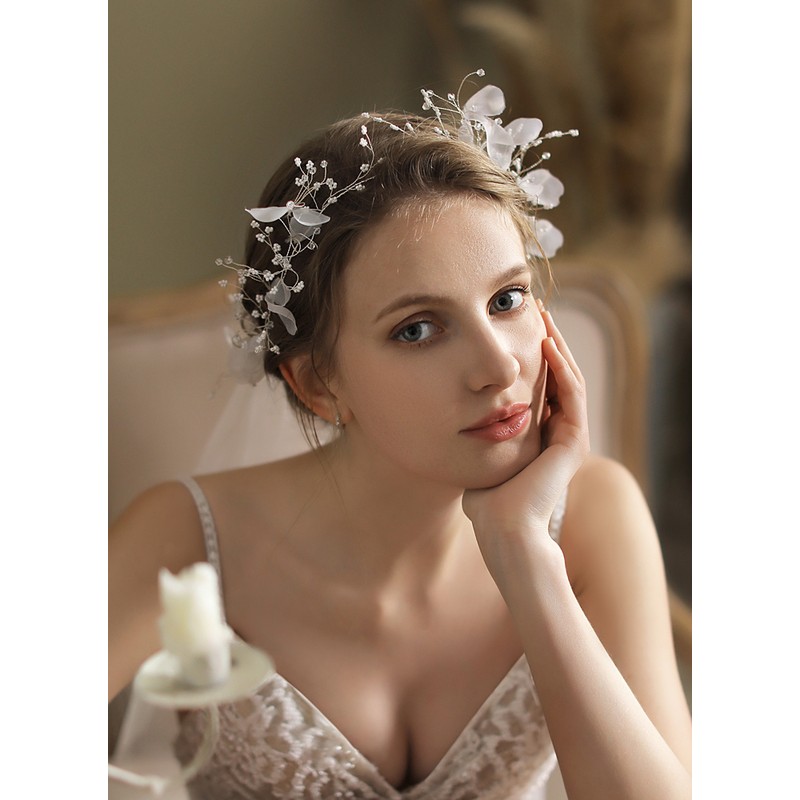 One-tier Cut Edge Elbow Bridal Veils With Lace