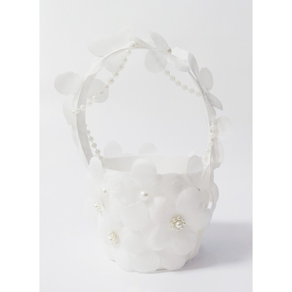 Flower Girl Polyester/Plastic Flower Basket With Applique/Beading