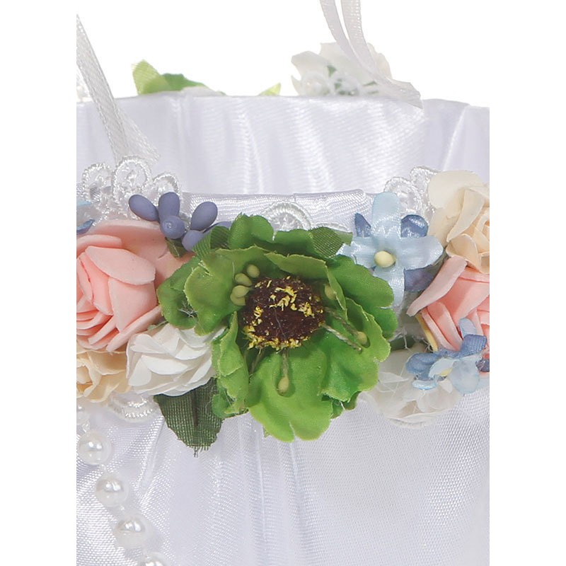 Flower Girl Satin/Plastic/Silk Flower/Artificial Flower Flower Basket With Flower/Beading/Ribbons