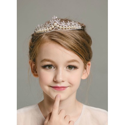 Flower Girl Alloy/Imitation Pearls/Rhinestones Tiaras With Rhinestones/Beading