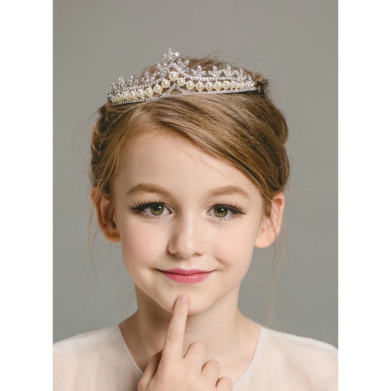 Flower Girl Alloy/Imitation Pearls/Rhinestones Tiaras With Rhinestones/Beading