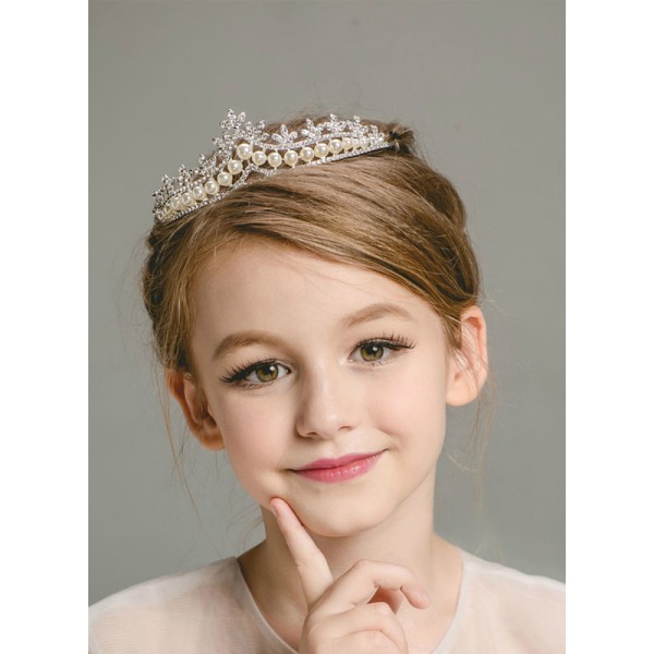 Flower Girl Alloy/Imitation Pearls/Rhinestones Tiaras With Rhinestones/Beading