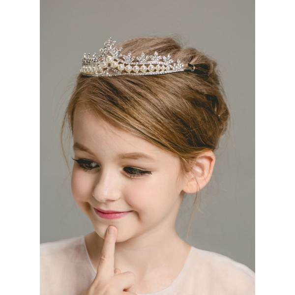 Flower Girl Alloy/Imitation Pearls/Rhinestones Tiaras With Rhinestones/Beading