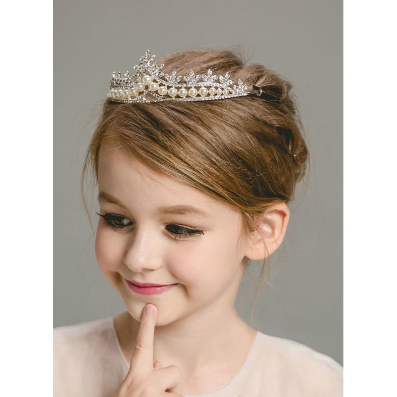 Flower Girl Alloy/Imitation Pearls/Rhinestones Tiaras With Rhinestones/Beading