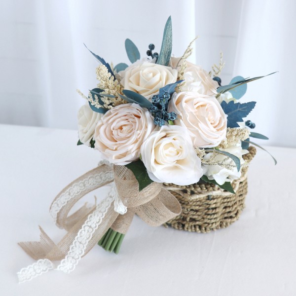 Round Silk Flower Bridesmaid Bouquets -