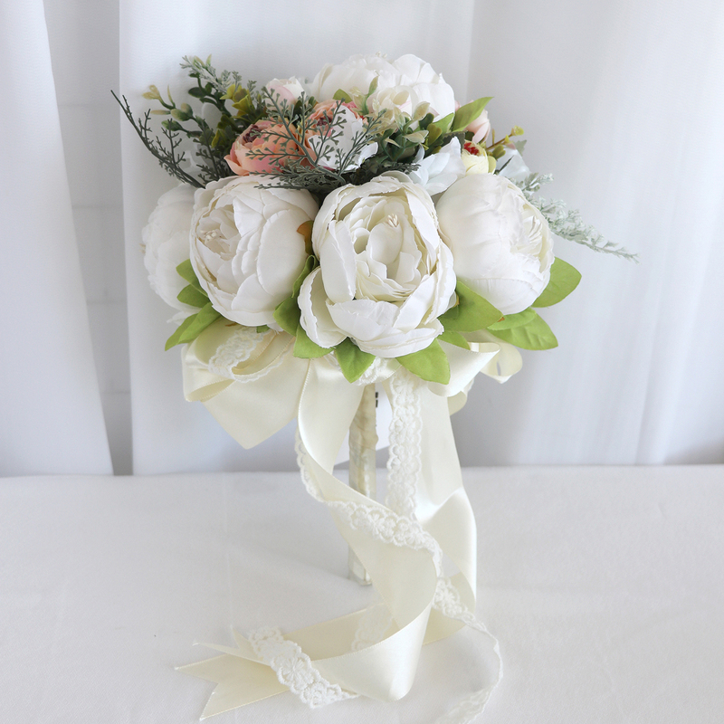 Round Silk Flower Bridesmaid Bouquets -