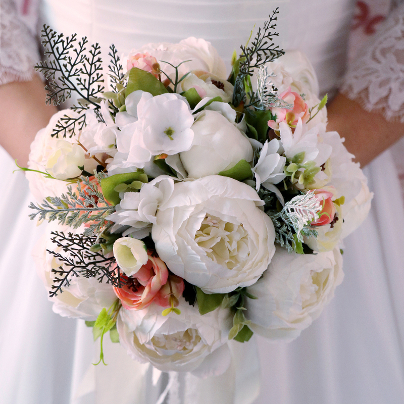 Round Silk Flower Bridesmaid Bouquets -