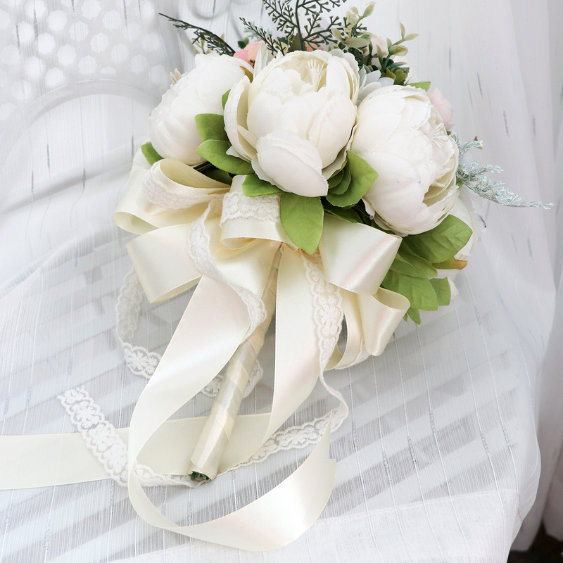 Round Silk Flower Bridesmaid Bouquets -