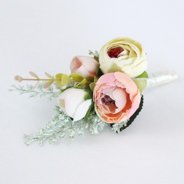 Free-Form Silk Flower Boutonniere -