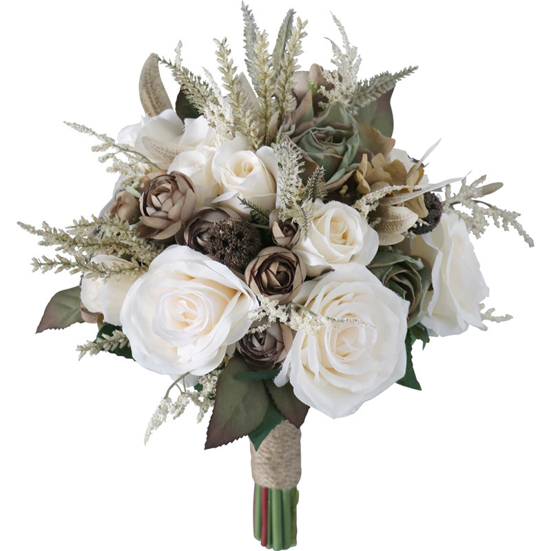 Round Silk Flower Bridal Bouquets -