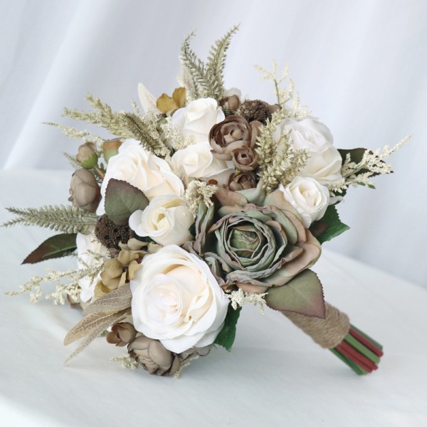 Round Silk Flower Bridal Bouquets -