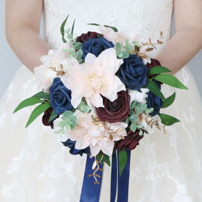 Round Silk Flower Bridal Bouquets -