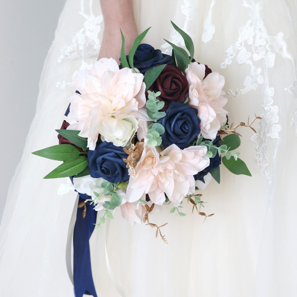 Round Silk Flower Bridal Bouquets -