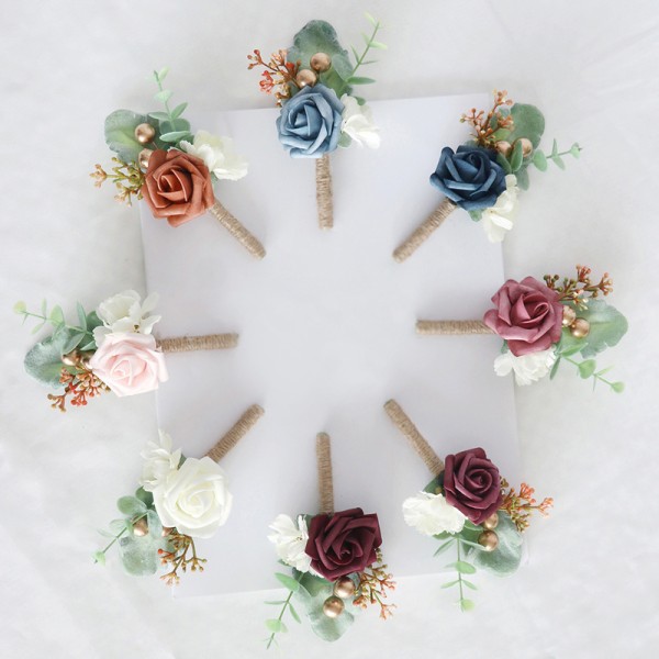 Free-Form Silk Flower Boutonniere -