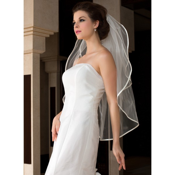 Two-tier Satin Edge Fingertip Bridal Veils