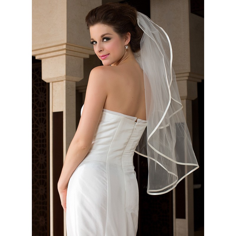 Two-tier Satin Edge Fingertip Bridal Veils