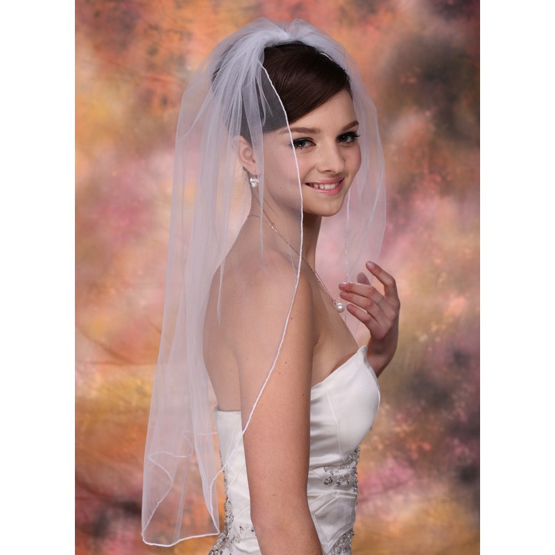 One-tier Elbow Bridal Veils With Pencil Edge