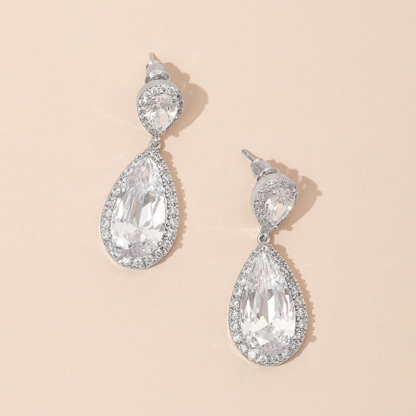 Ladies' Gorgeous Alloy With Irregular Cubic Zirconia Earrings