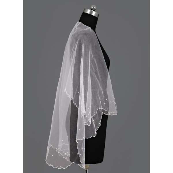 One-tier Pencil Edge Waltz Bridal Veils With Faux Pearl