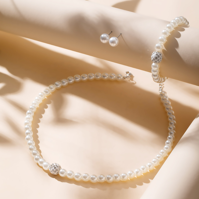 Ladies' Gorgeous Pearl&Imitation pearl With Round Pearl Jewelry Sets